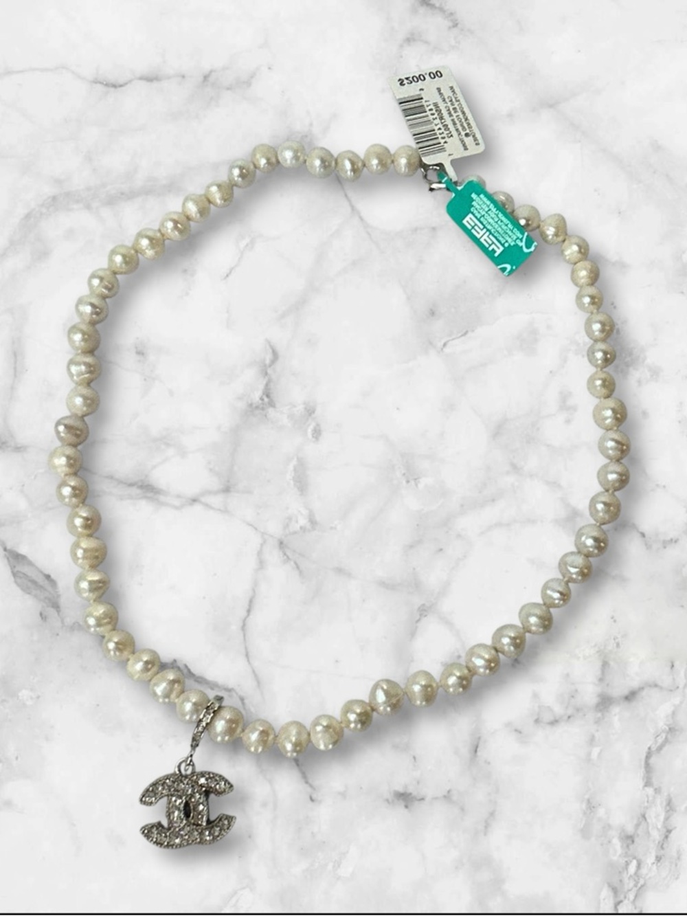 EFFY White Cultured Freshwater Pearl 18" Statement Necklace silver Chanel charm